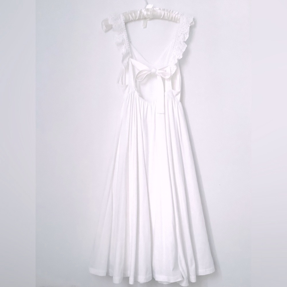 Cream, ruffle strap, midi dress. Size S/M